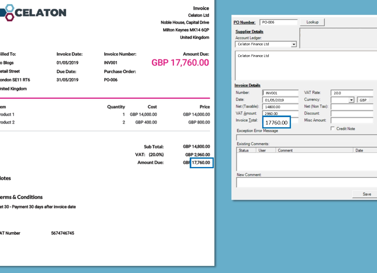 inSTREAM invoice data extraction