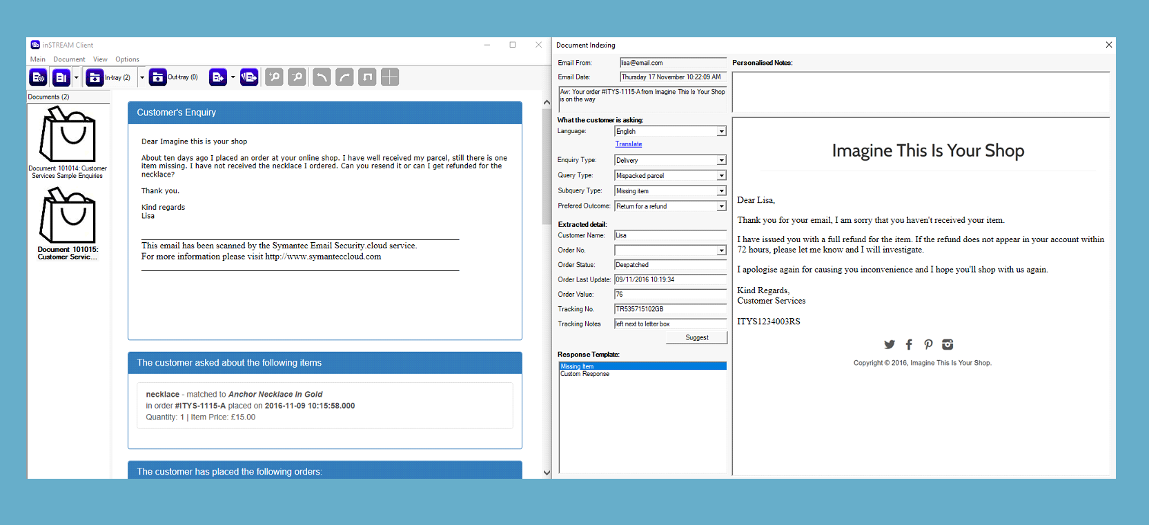 customer correspondence data extraction