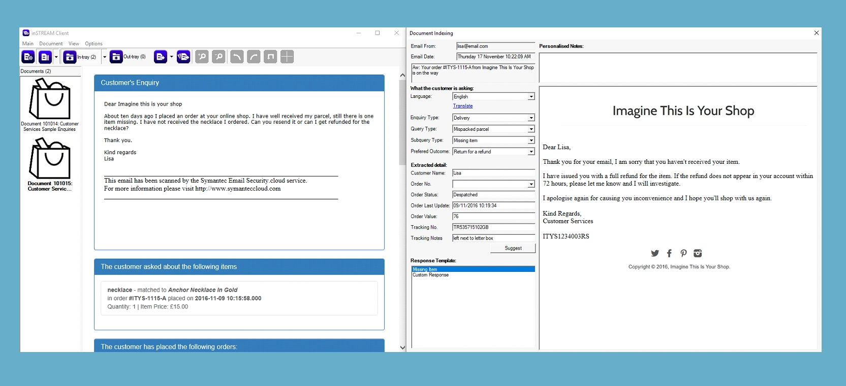customer correspondence data extraction